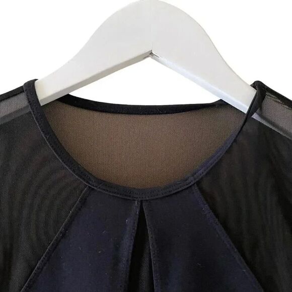 Abercrombie & Fitch Black Soft Long Sleeves Mesh Square Neck Bodysuit SZ S #1112 - Picture 2 of 12